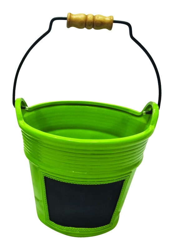 CUBO MACETA VERDE CERAMICA C/PIZARRA