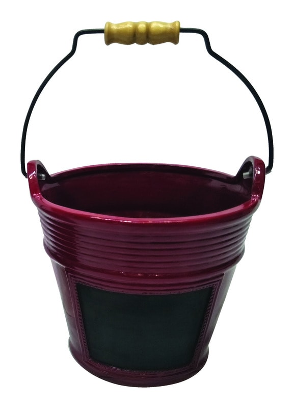 CUBO MACETA ROJO CERAMICA C/PIZARRA