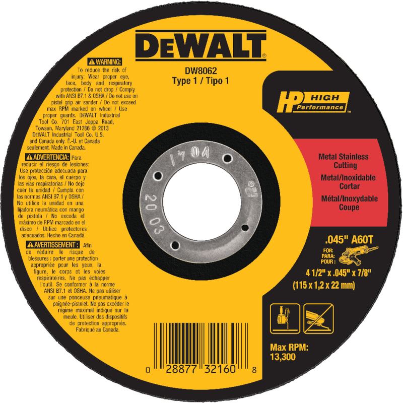 DWLT DISCO CORTE MET 4 1/2IN X 7/8IN