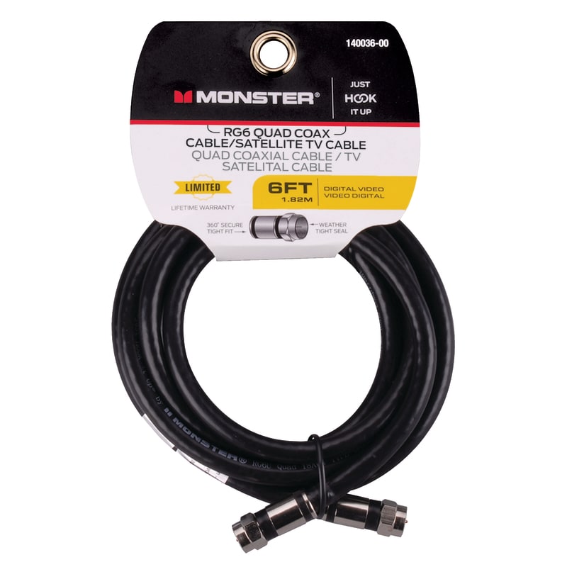 CABLE QUAD RG6 6 PIES NEGRO