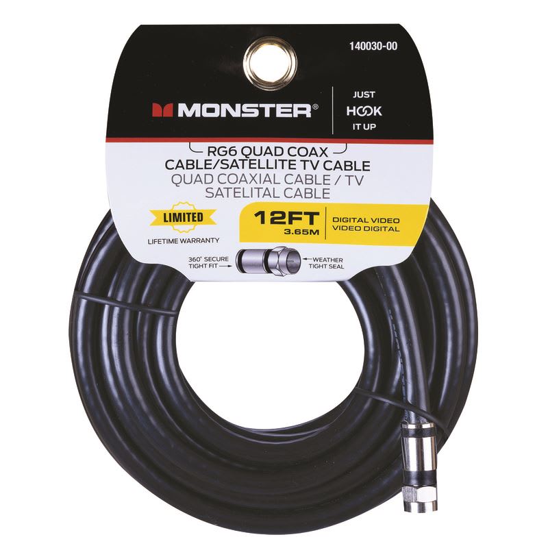 CABLE QUAD RG6 12 PIES NEGRO