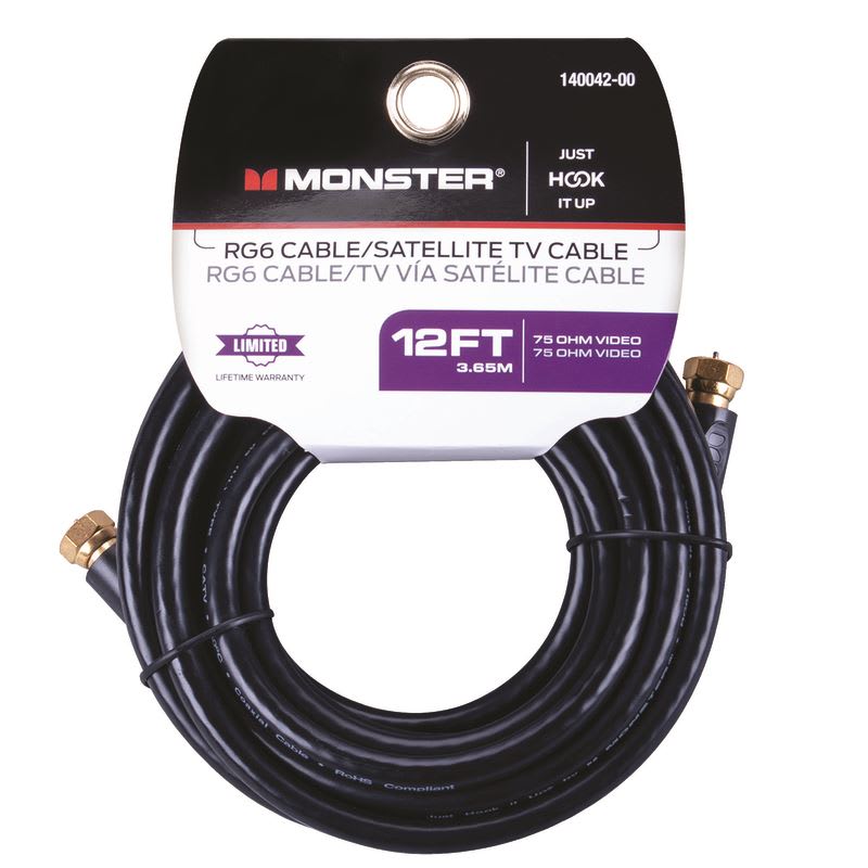 CABLE COAXIAL RG6 12 PIES NEGRO