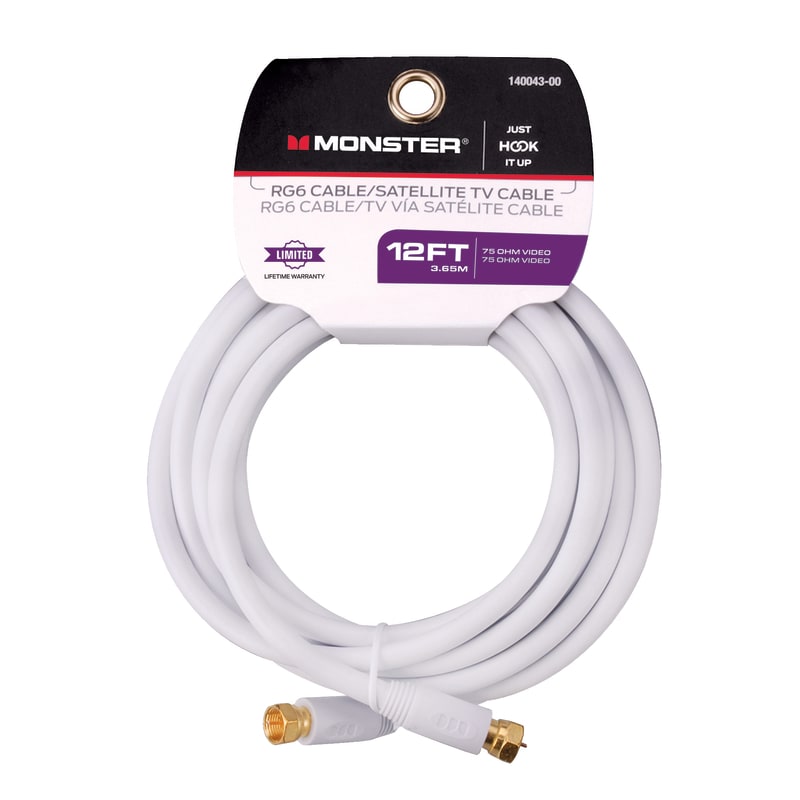 MONSTER CABLE COAXIAL RG6 12ft BL