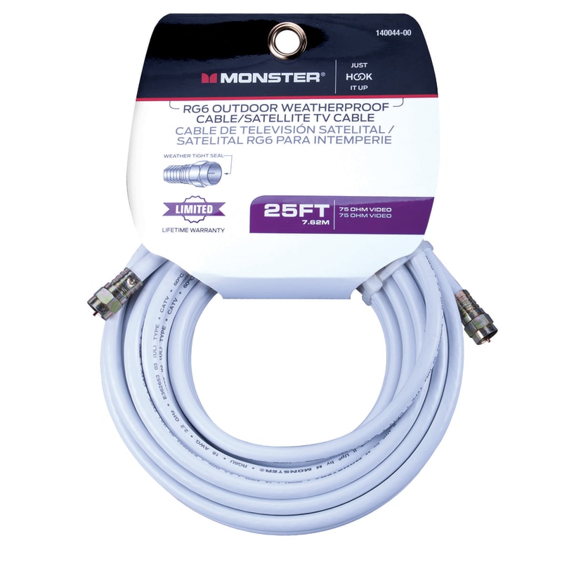 MONSTER CABLE COAXIAL RG6 25ft BL