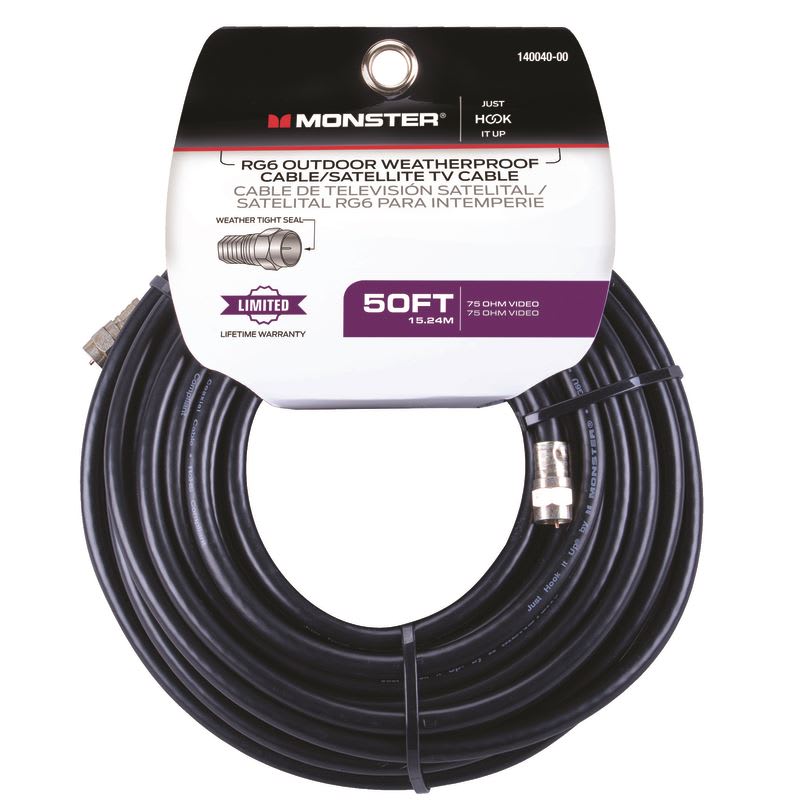 MONSTER CABLE COAXIAL RG6 50ft NG