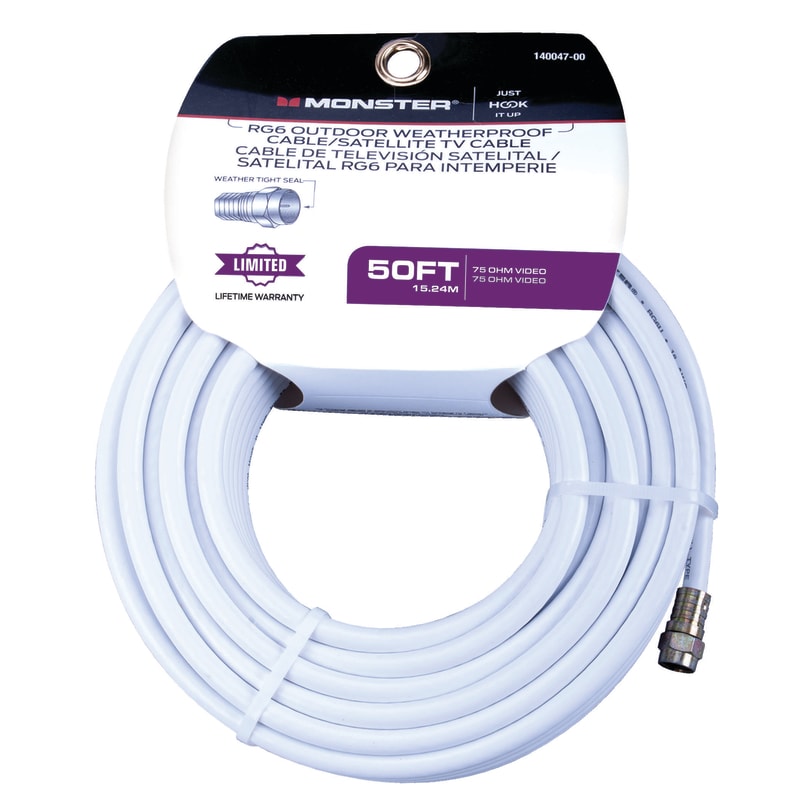 MONSTER CABLE COAXIAL RG6 50ft BL