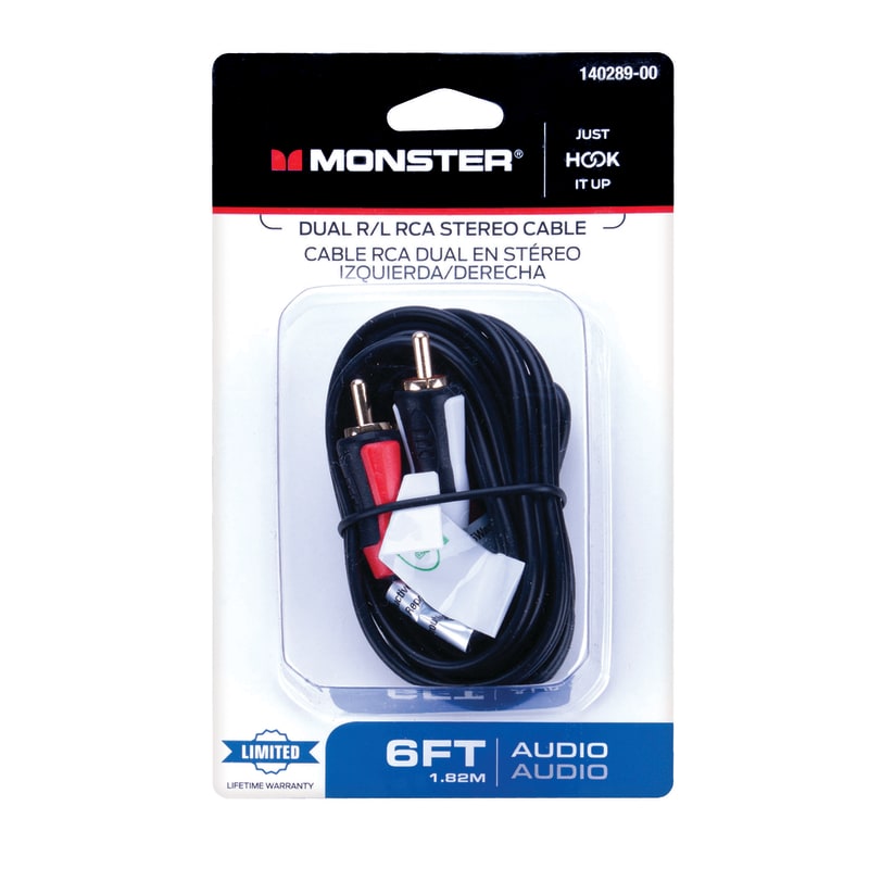 MONSTER CABLE RCA DUAL STEREO 6ft NG