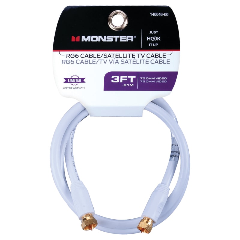 MONSTER CABLE VIDEO COAXIAL RG6 3ft