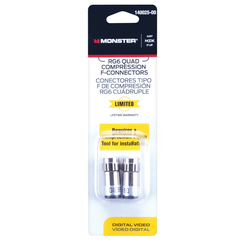 MONSTER CONECT F COMPRS RG6 CUAD 2PZ
