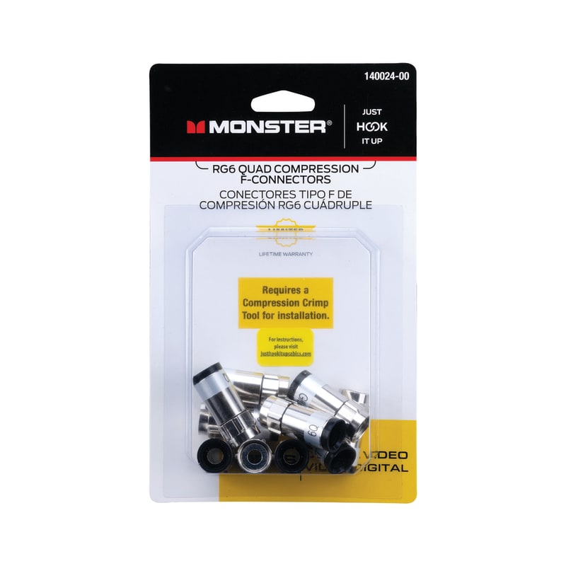 MONSTR CONECT F COMPRS RG6 CUAD 10PZ
