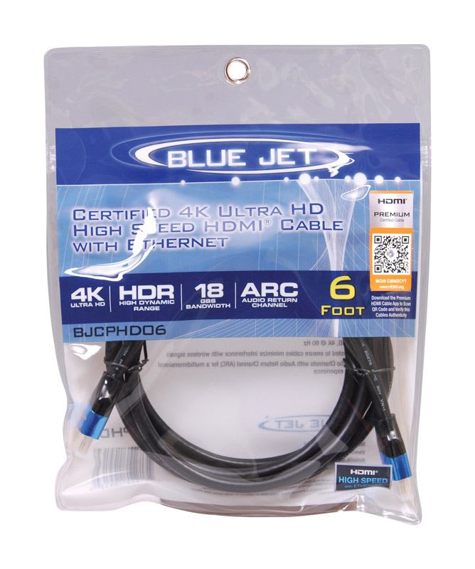 BLUEJET CABLE 4K HDMI C/ETHERNET 6ft