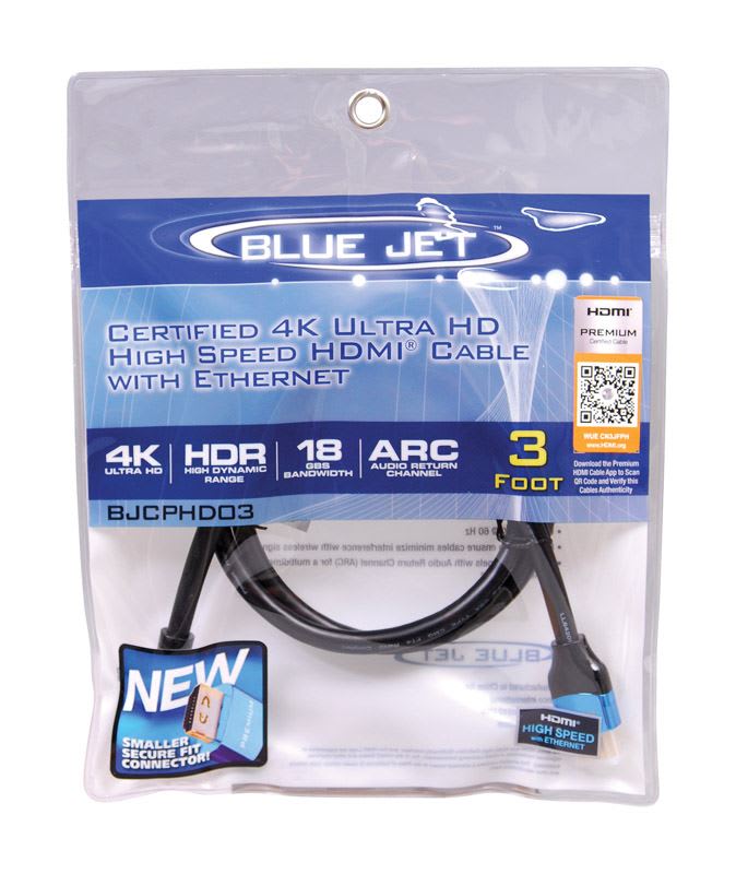 BLUEJET CABLE 4K HDMI C/ETHERNET 3ft