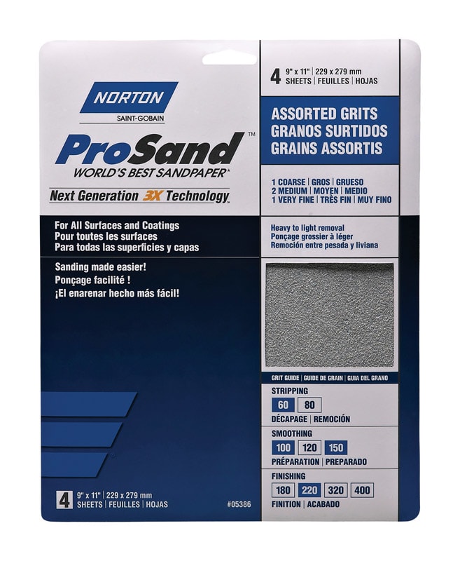 NORTON PAQUETE LIJAS DIF GRADOS 4PK