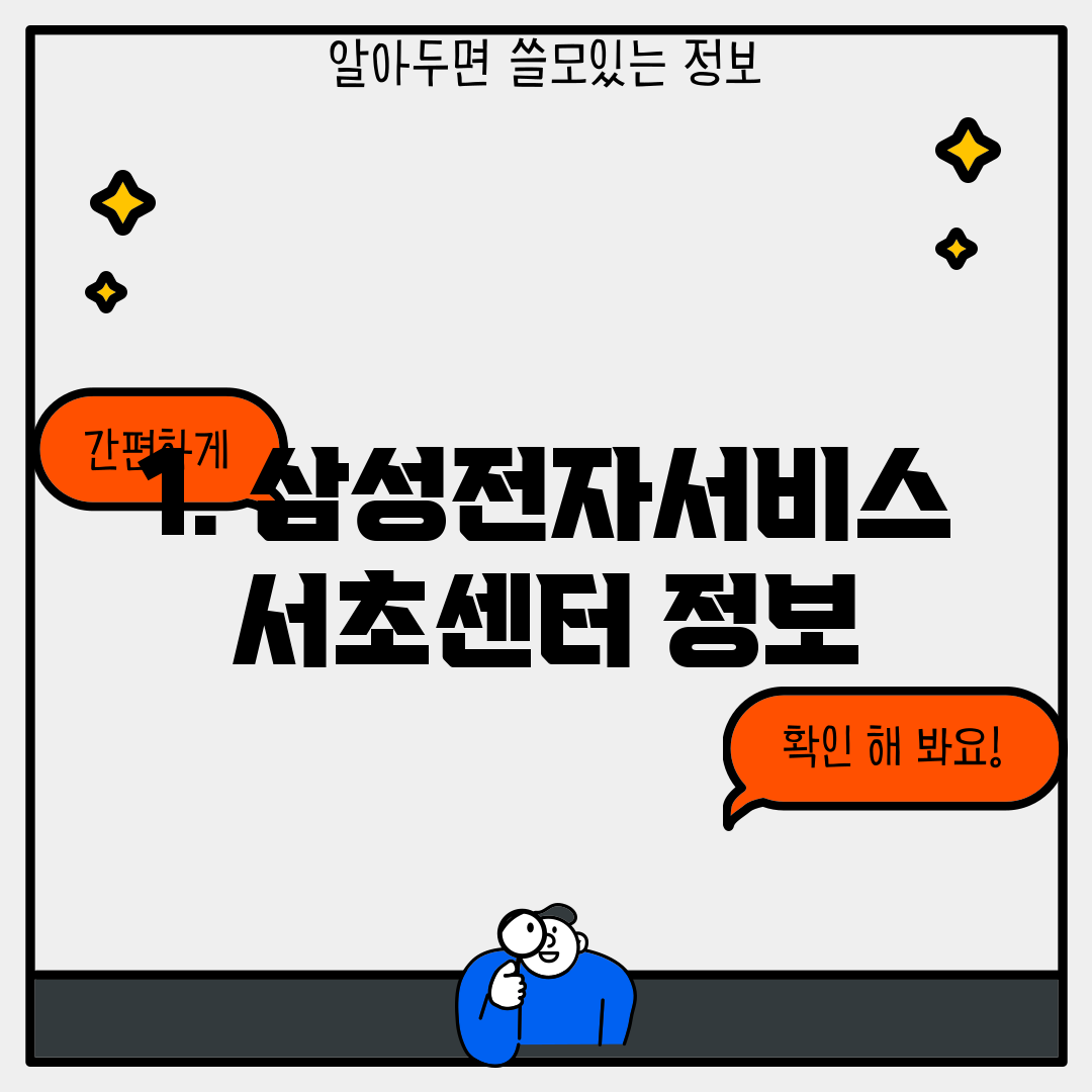 1. 삼성전자서비스 서초센터 정보