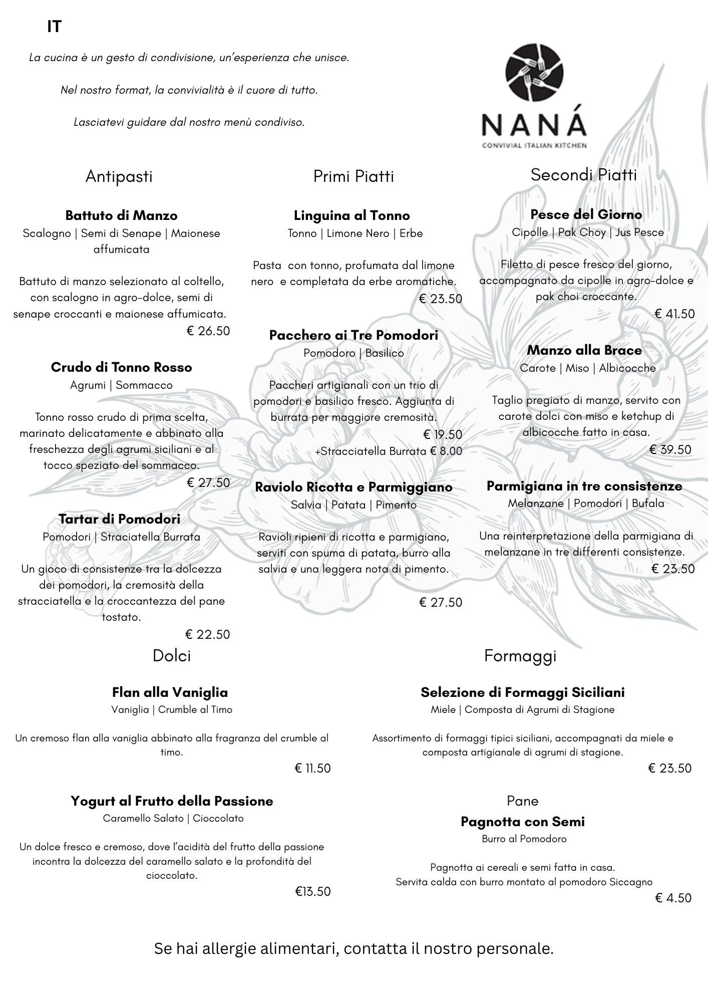 Menu alla Carta 1