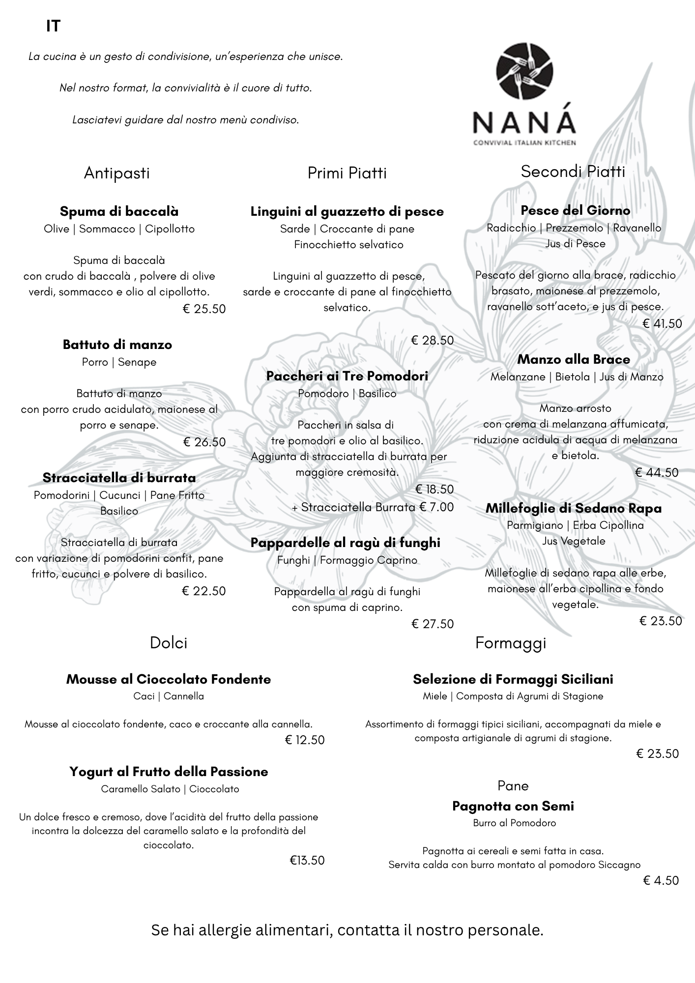 Menu alla Carta 1