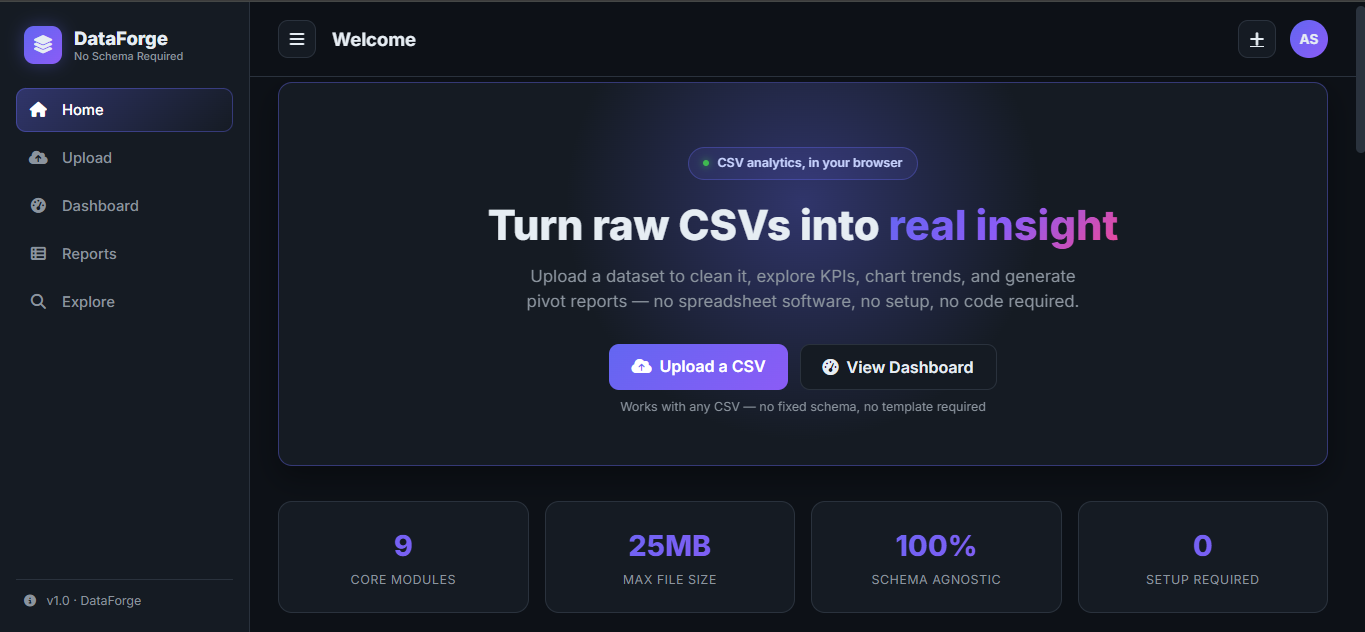 DataForge — Professional CSV Analytics Dashboard