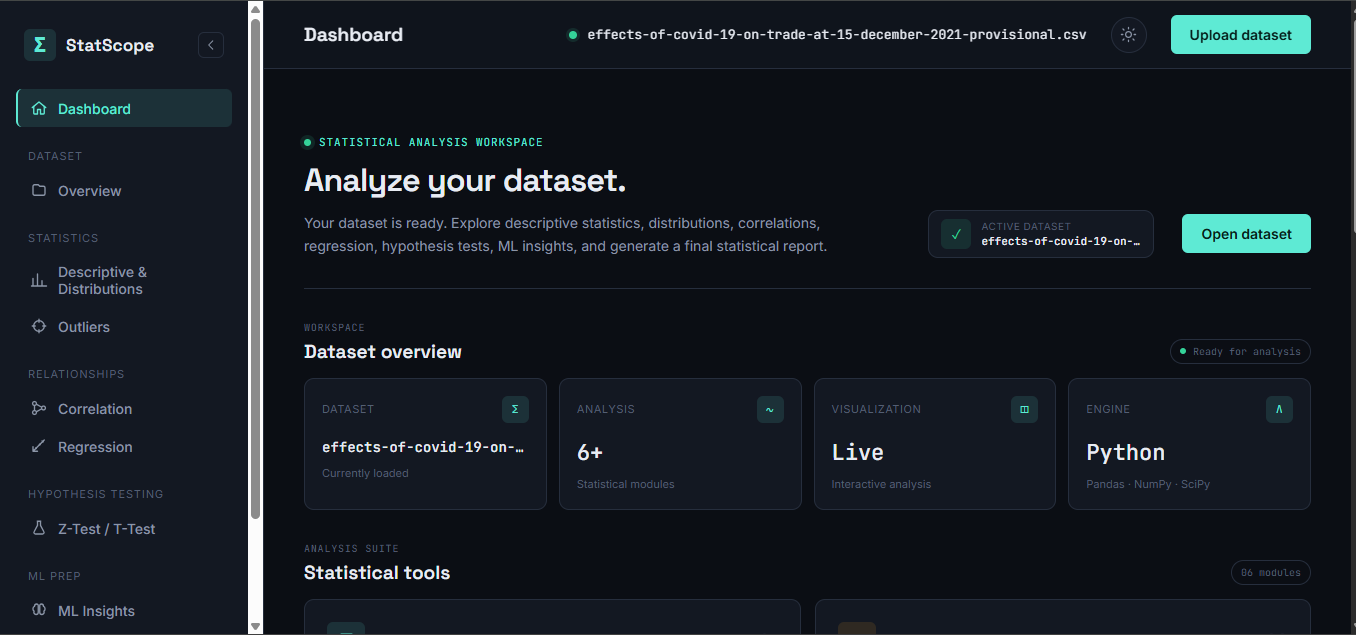 StatScope — Statistical Data Analysis Dashboard