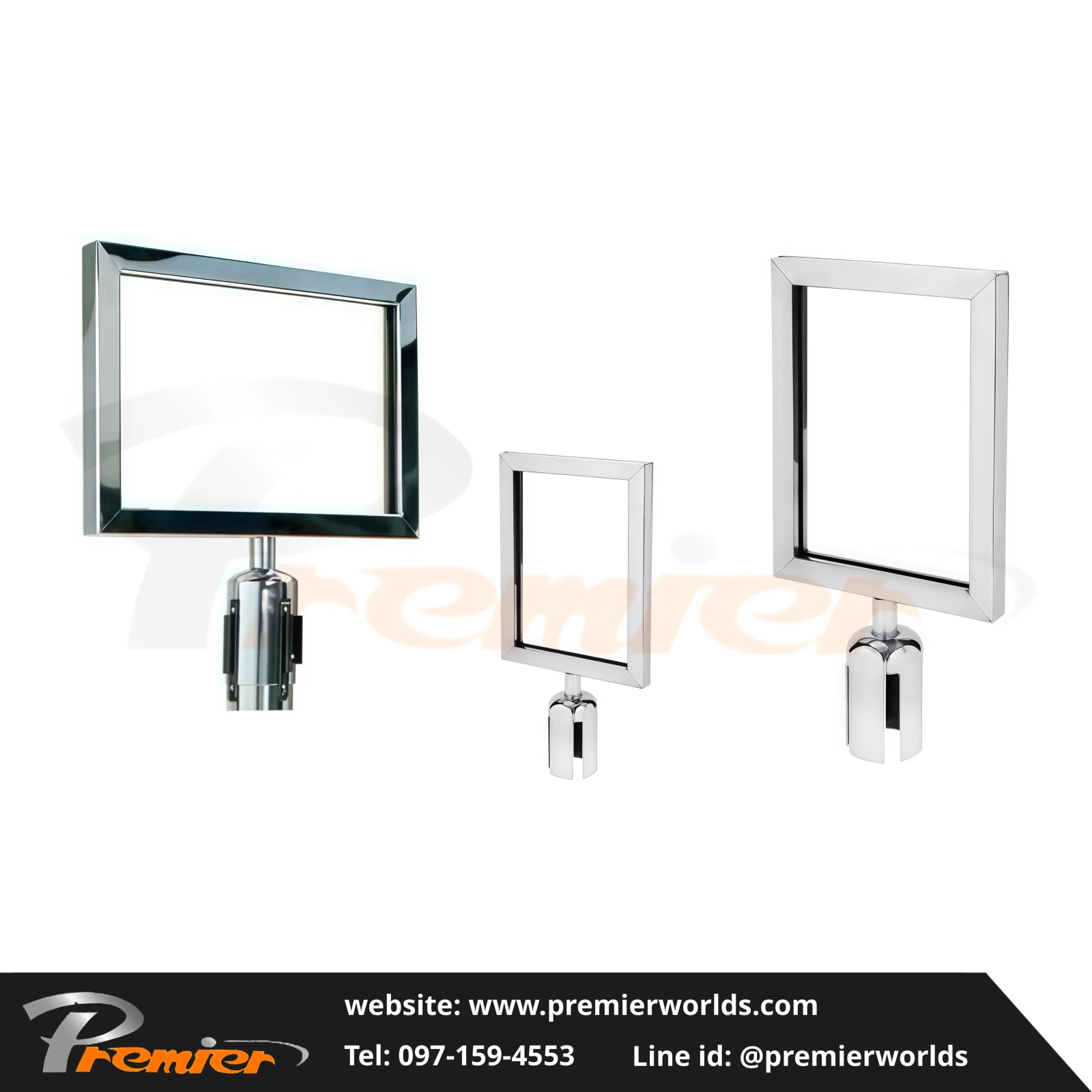ป้ายติดหัวเสา สีเงิน Stainless Steel