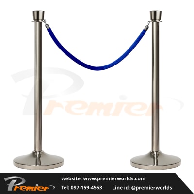 เสากั้นทางเดิน สายคล้อง หัวตัด สีเงิน Stainless Premier Worlds - มุมที่ 2