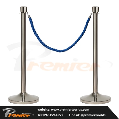 เสากั้นทางเดิน สายคล้อง หัวตัด สีเงิน Stainless Premier Worlds - มุมที่ 5