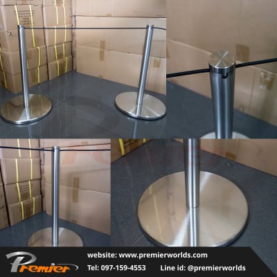 เสากั้นทางเดิน งานจัดแสดง สูง 51 ซม. สีเงิน Stainless Premier Worlds - มุมที่ 4