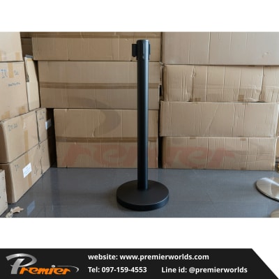 เสากั้นทางเดิน สายดึงกลับ สีดำ Steel Powder Coating Premier Worlds - มุมที่ 5