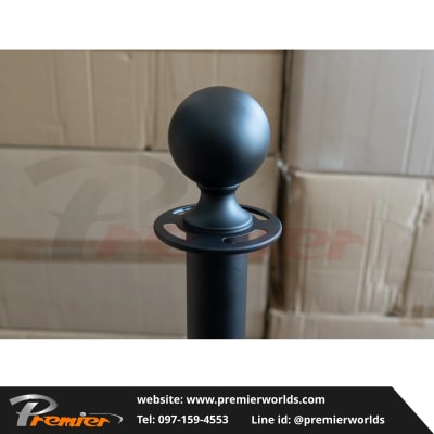 เสากั้นทางเดิน สายคล้อง หัวกลม สีดำ Steel Powder Coating Premier Worlds - มุมที่ 10