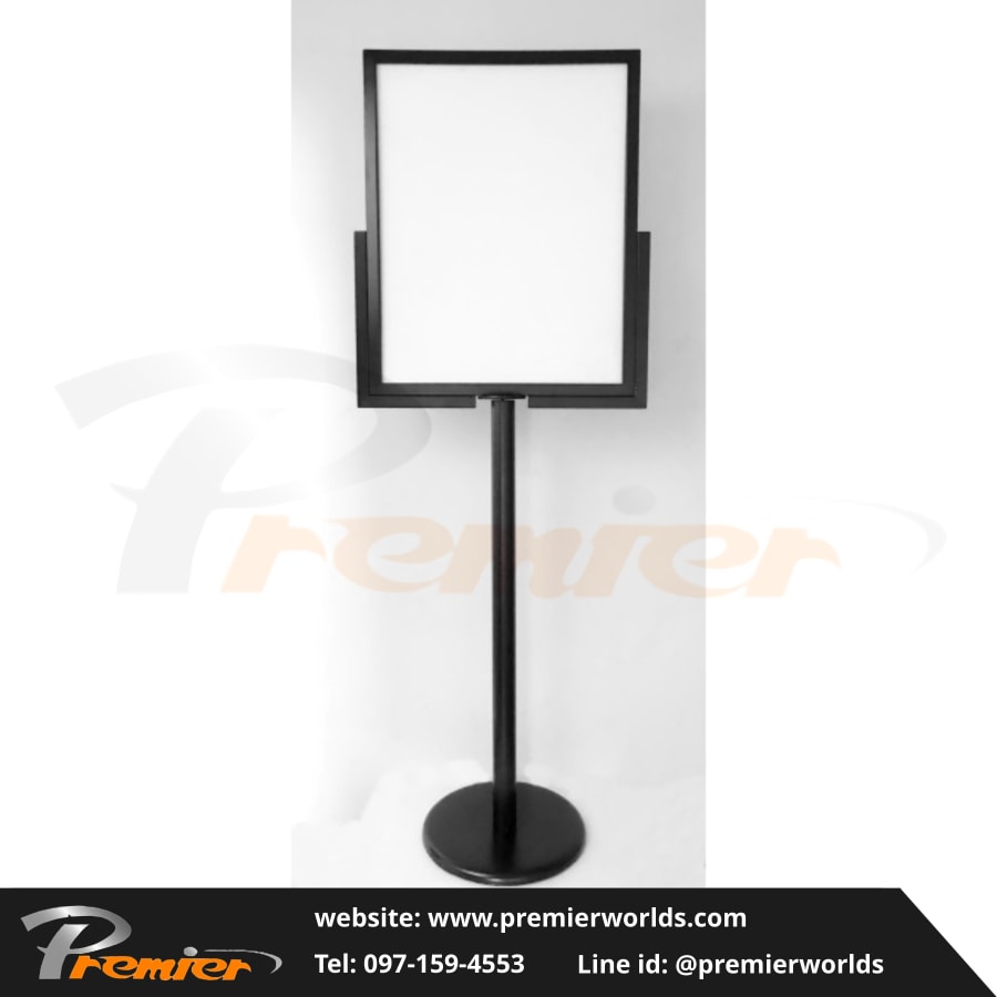 โปสเตอร์สแตนด์ สีดำ Steel Powder Coating ขาตั้งโปสเตอร์ Premier Worlds