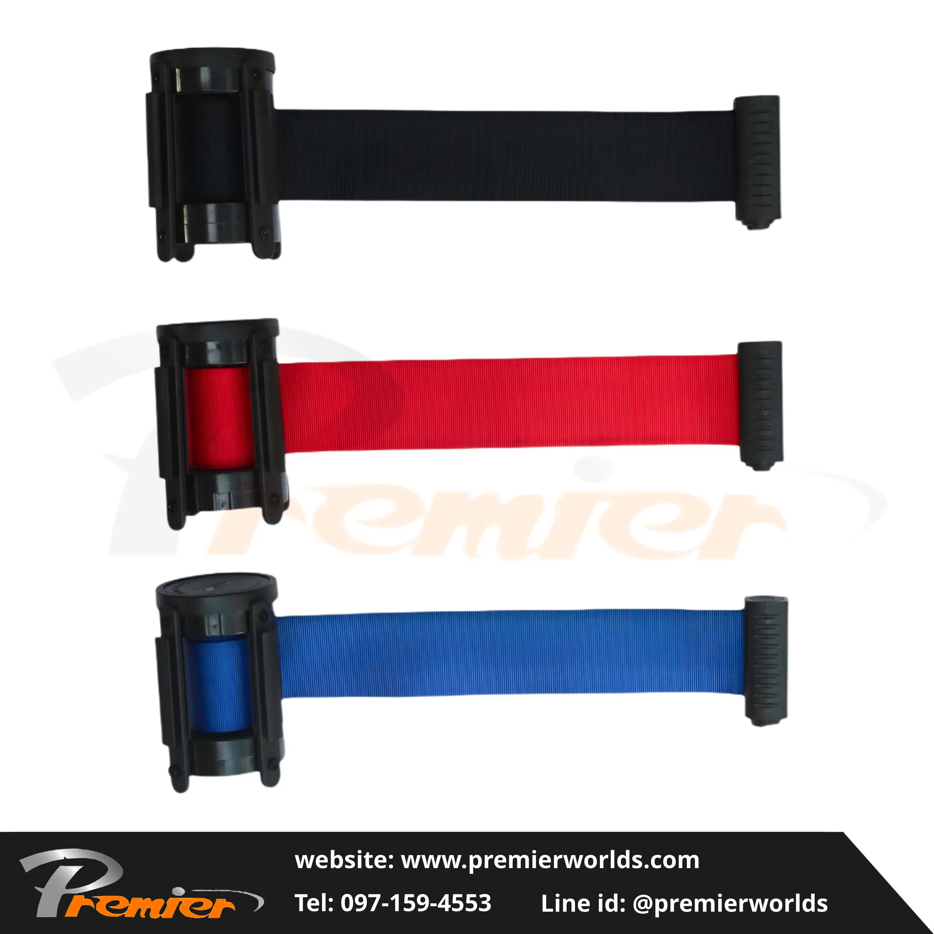 เสากั้นทางเดิน ฐานวางซ้อนได้ สีดำ Steel Powder Coating Premier Worlds - มุมที่ 7