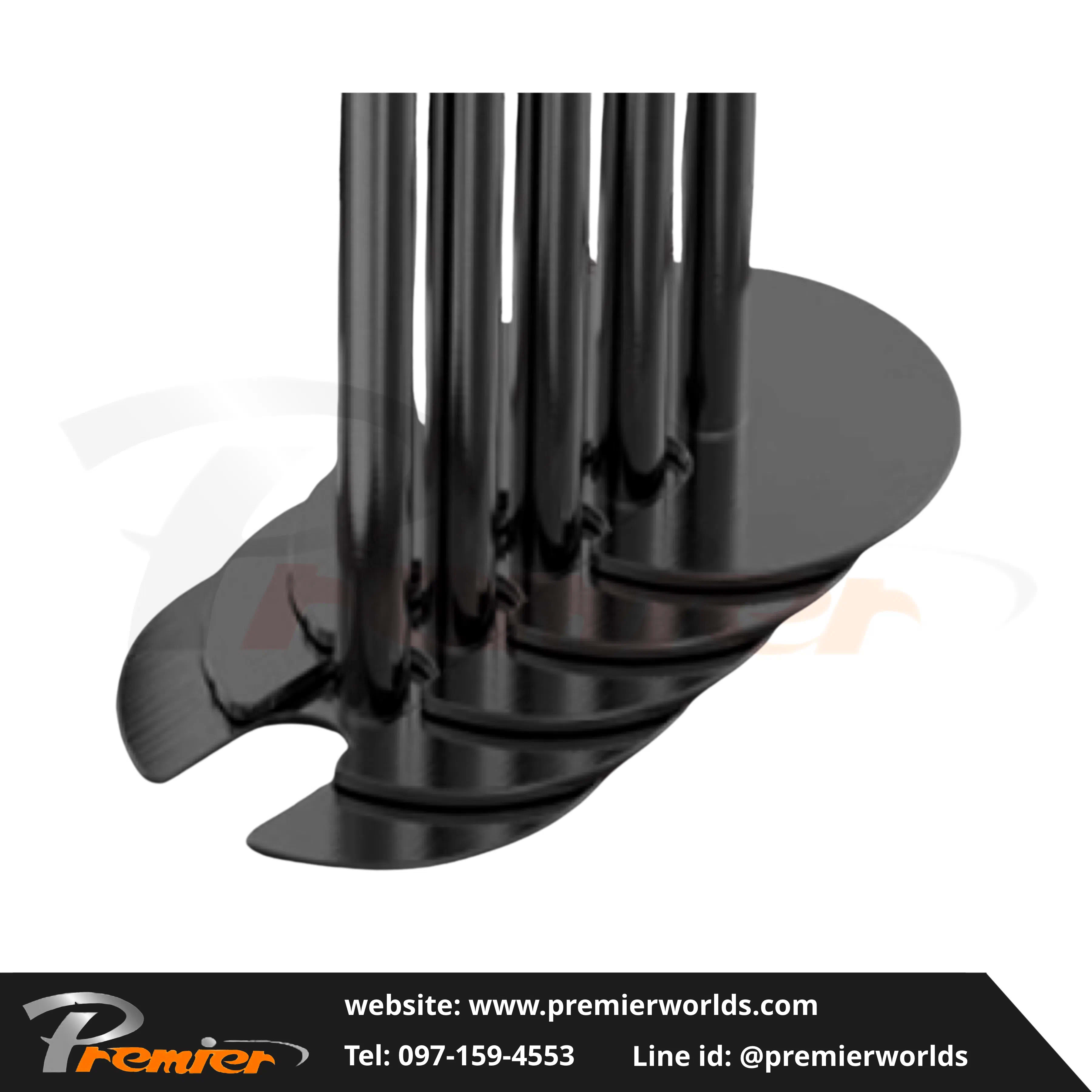 เสากั้นทางเดิน ฐานวางซ้อนได้ สีดำ Steel Powder Coating Premier Worlds - มุมที่ 4
