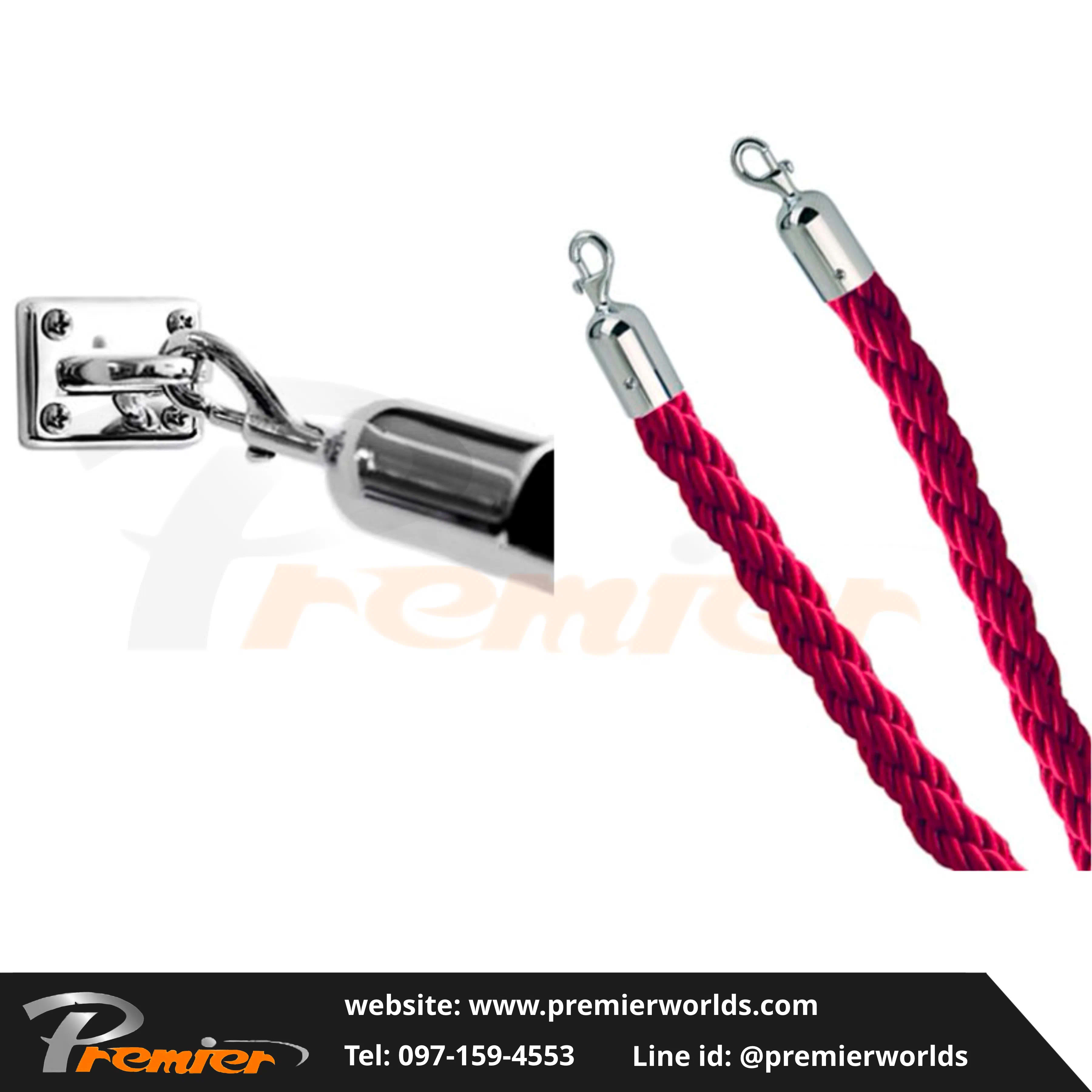 เสากั้นทางเดิน สายคล้อง หัวตัด สีเงิน Stainless Premier Worlds - มุมที่ 9