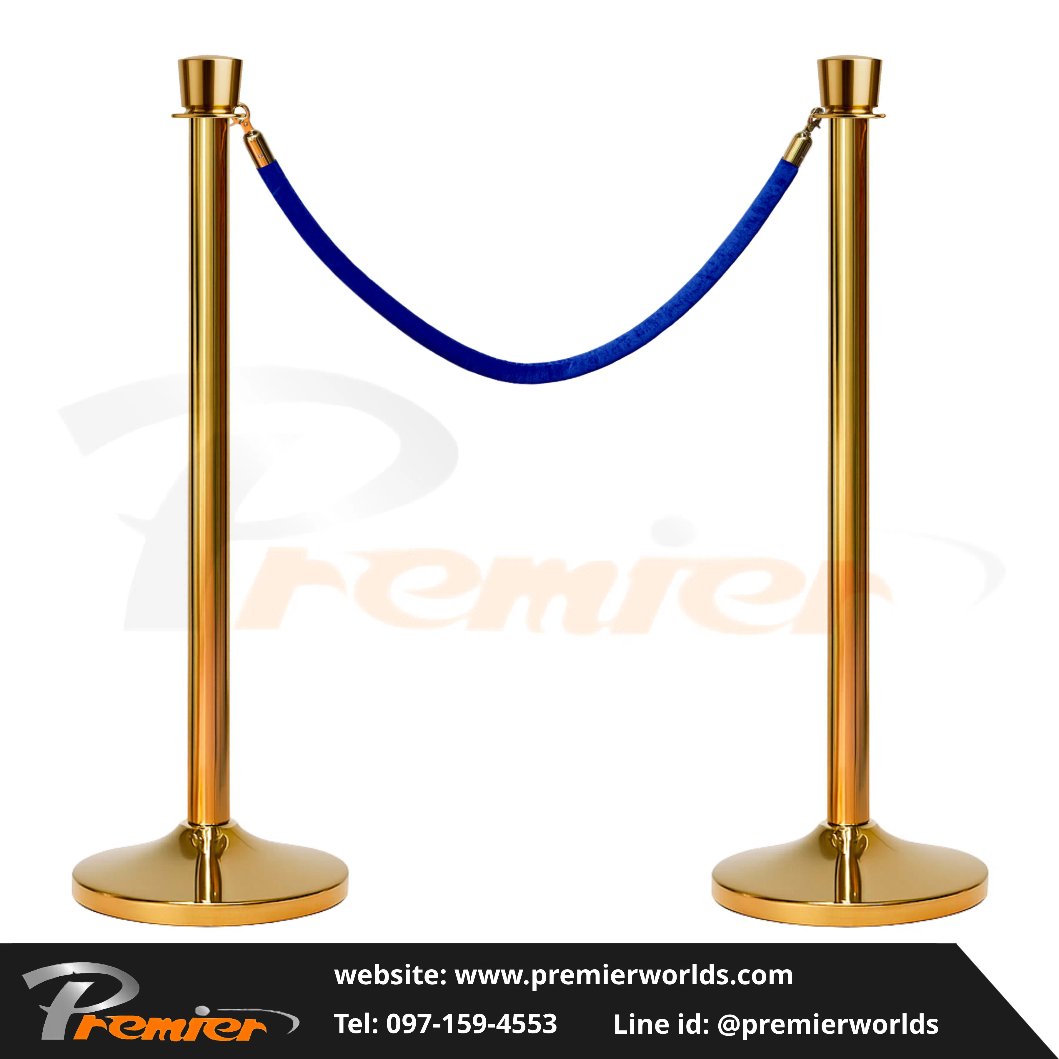 เชือกกำมะหยี่ Velvet Rope สำหรับเสากั้นทางเดินสายคล้อง Premier Worlds - มุมที่ 3