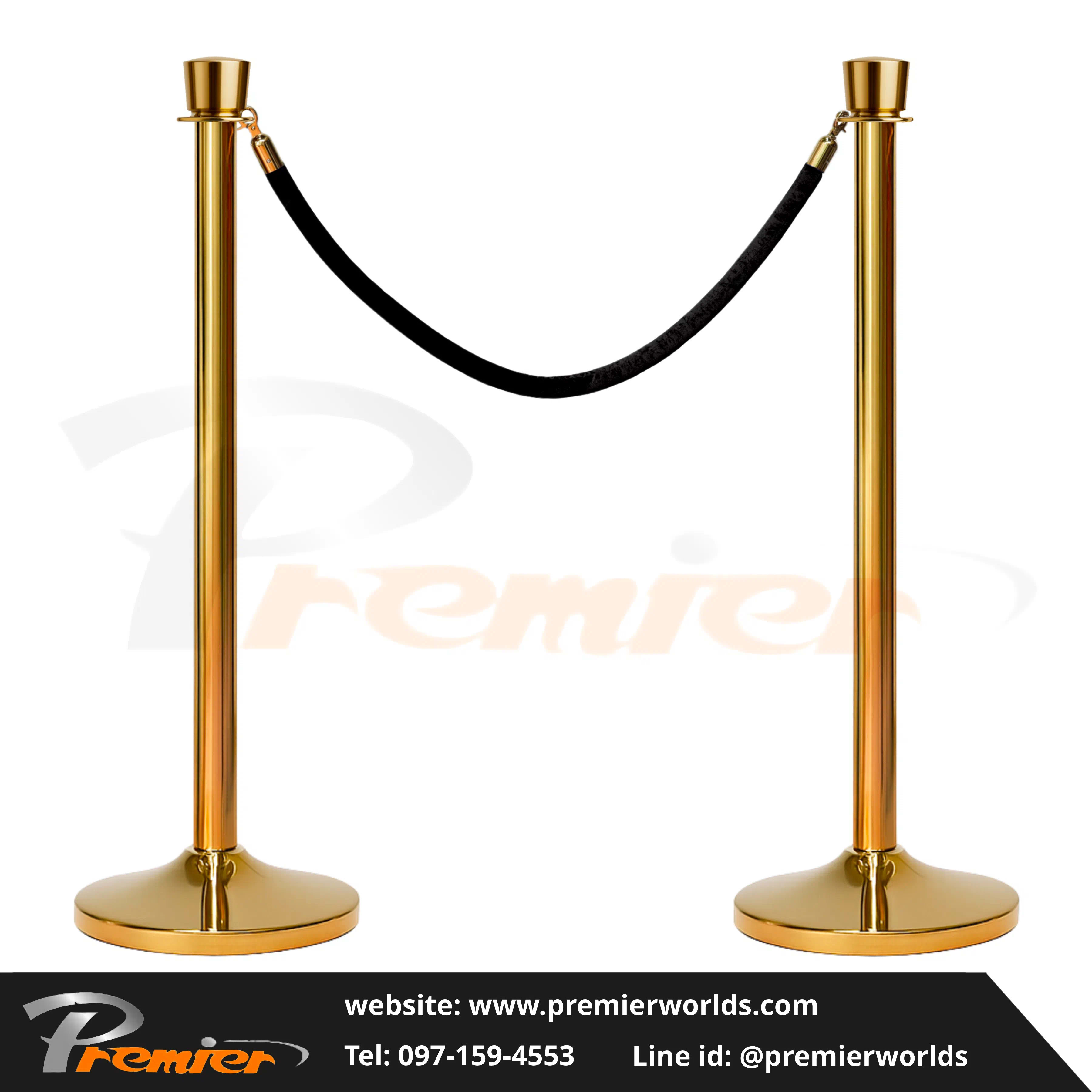 เชือกกำมะหยี่ Velvet Rope สำหรับเสากั้นทางเดินสายคล้อง Premier Worlds - มุมที่ 4