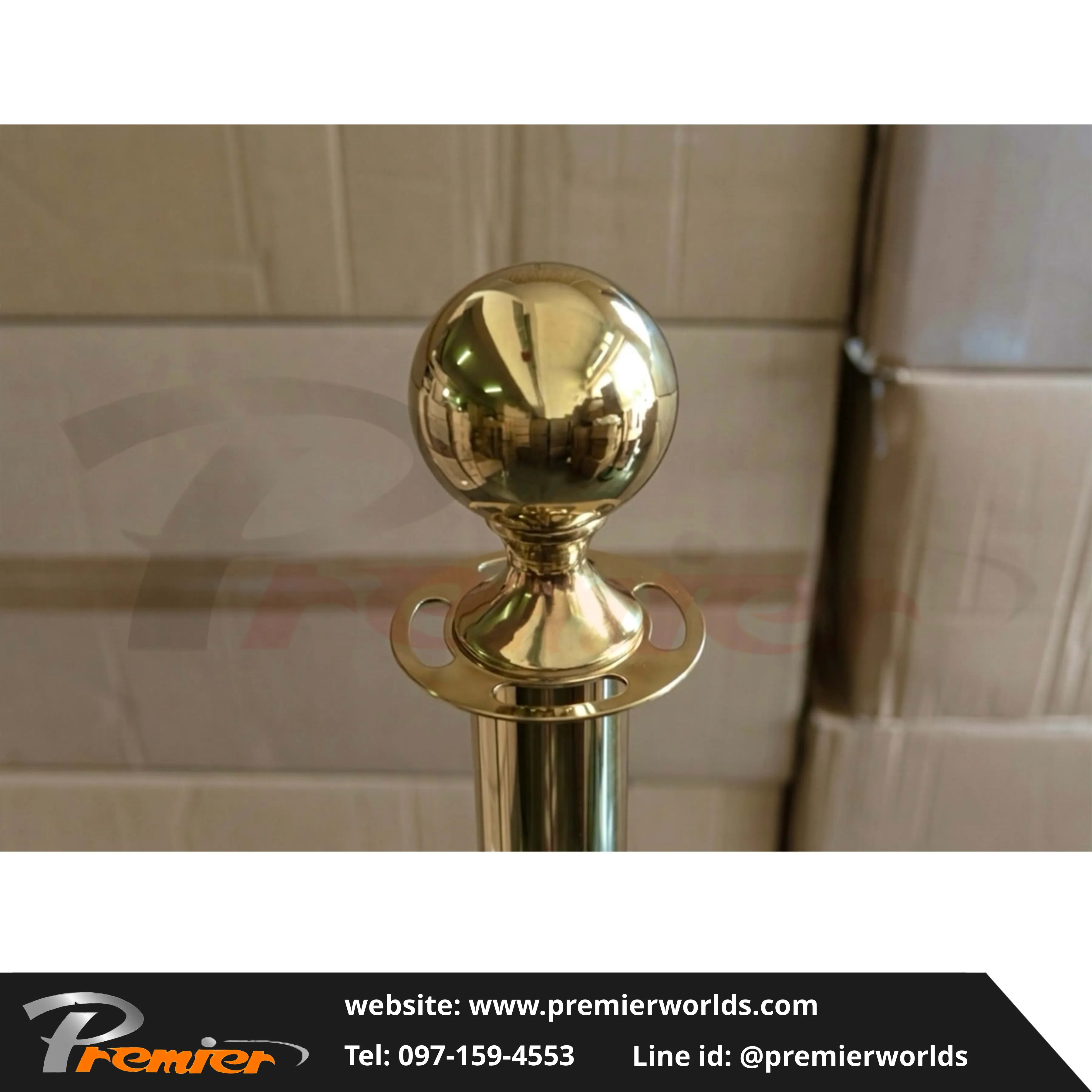 เสากั้นทางเดิน สายคล้อง หัวกลม สีทอง Titanium Gold Premier Worlds - มุมที่ 10