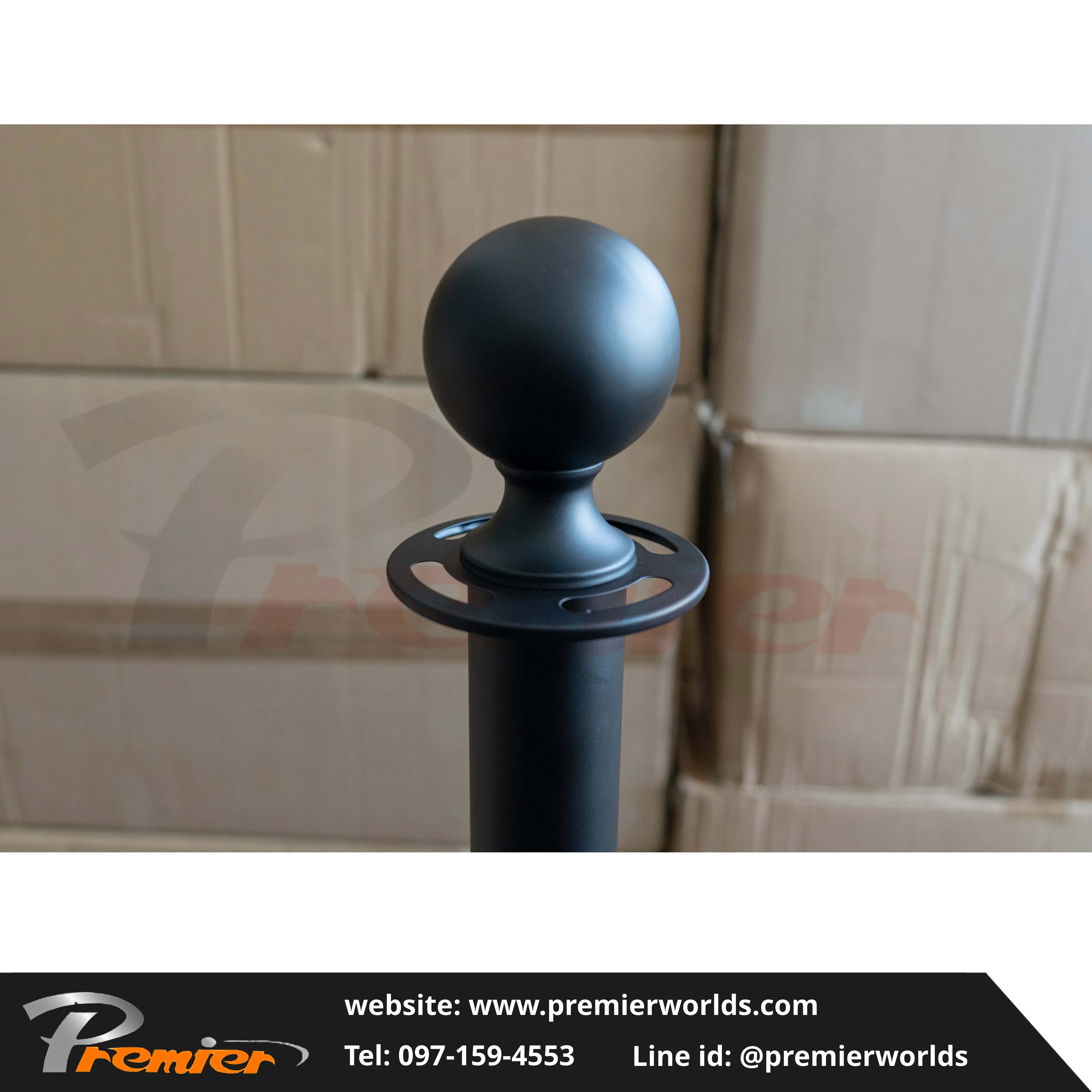 เสากั้นทางเดิน สายคล้อง หัวกลม สีดำ Steel Powder Coating Premier Worlds - มุมที่ 10