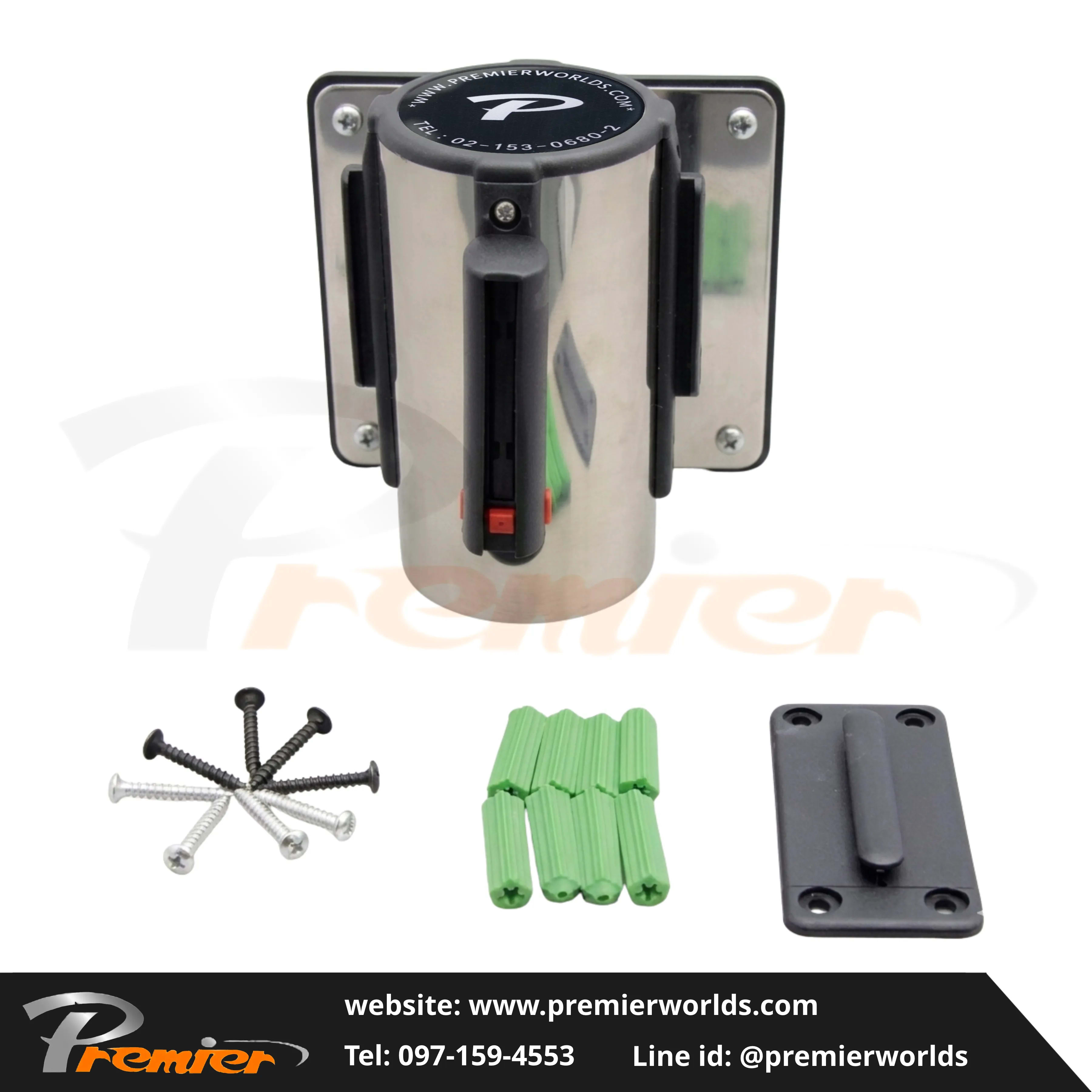 เสากั้นทางเดิน แบบสายดึงกลับ ติดผนัง Wall Mount Premier Worlds - มุมที่ 2
