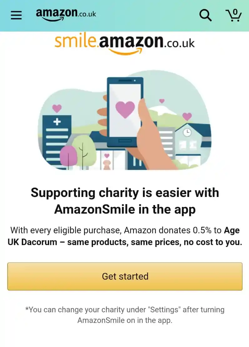 amazon smile donate to via wings dromore NI charity