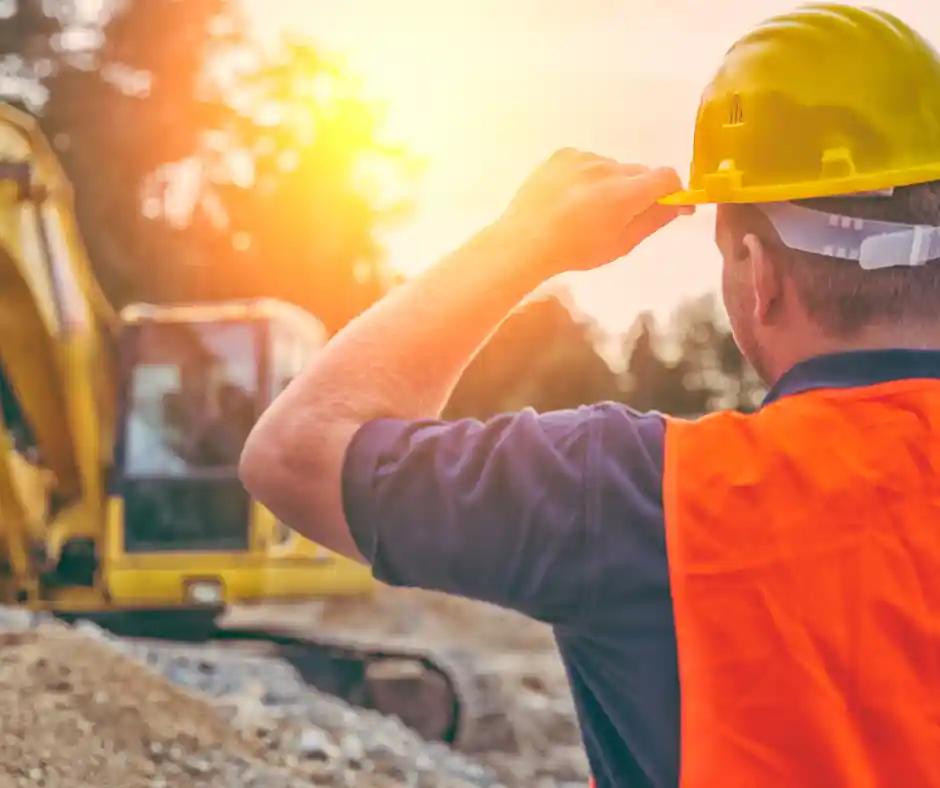 construction site with digger in background