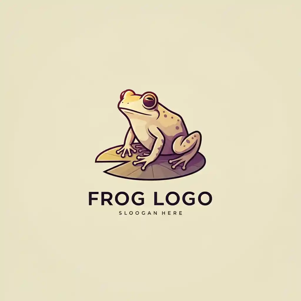 letter mark logo sans-serif font, has frog on lily pad