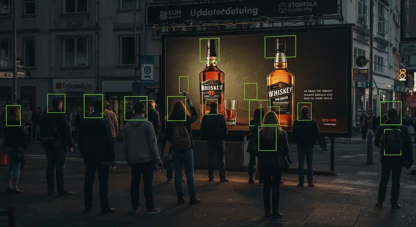 AI updating billboard based on crowd