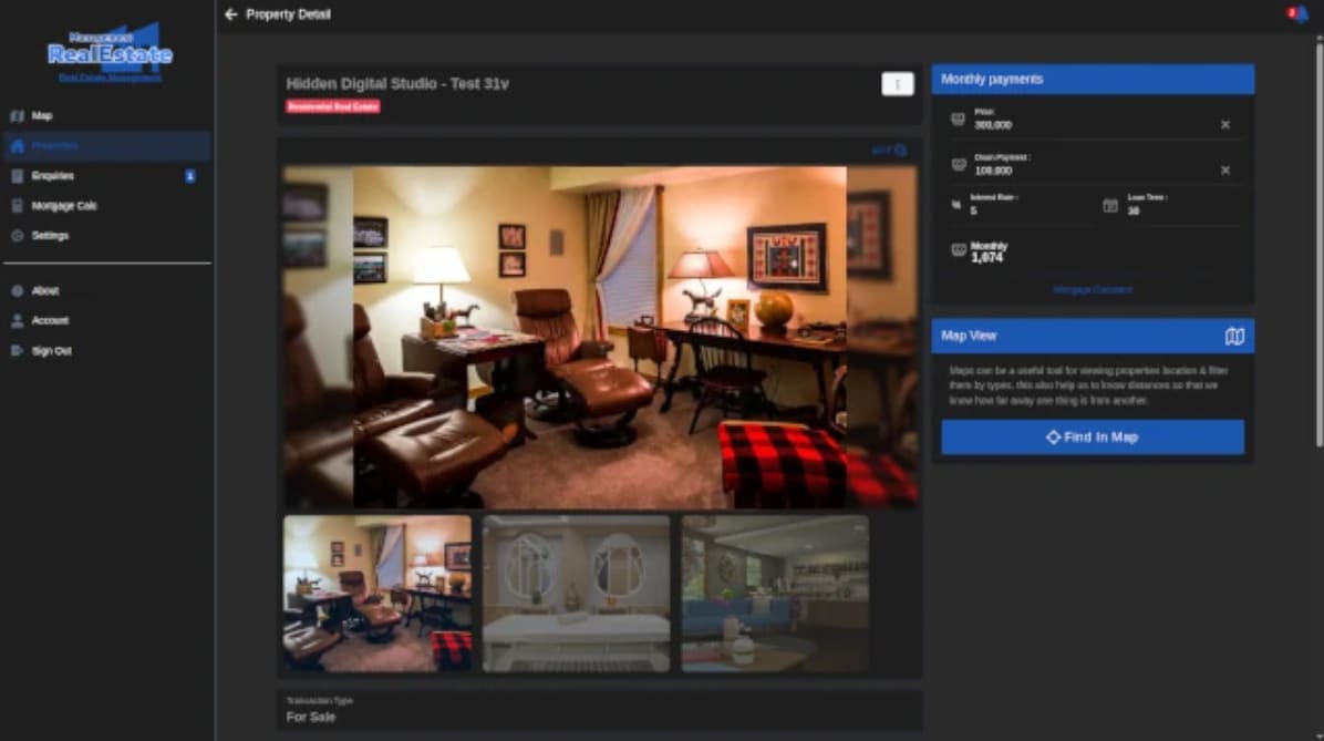 واجهة نظام إدارة العقارات - Real Estate Dashboard Interface