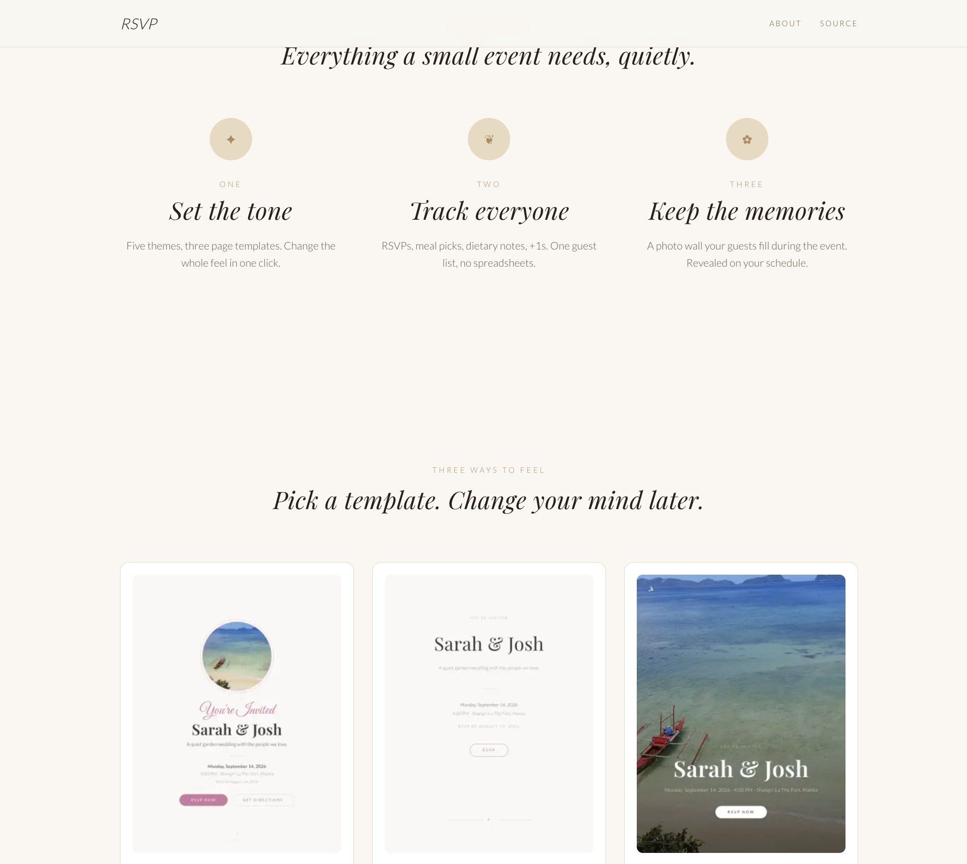 RSVP dashboard