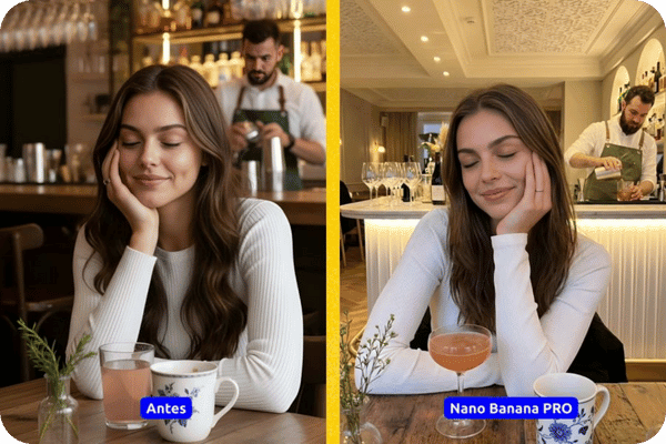 mujer antes y despues con nano banana pro