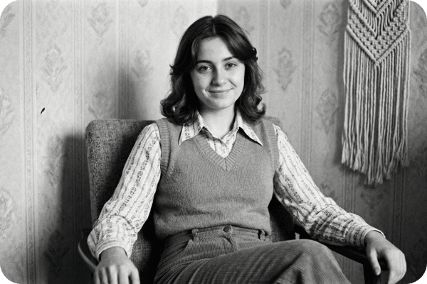 imagen ia de una chica en los 70