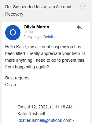 Email testimonial