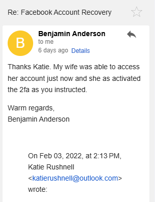 Email testimonial