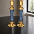 Blue Gold-Plated Glass Candlesticks - photo 2 of 3