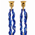 Gold-Tone Blue Double-Sided Glass Candlesticks - photo 3 of 4
