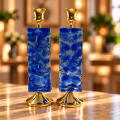 Gold-Tone Blue Double-Sided Glass Candlesticks - photo 4 of 4